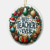 Feestelijke beste leraar ooit Kerstmis Keramisch Ornament (Links)