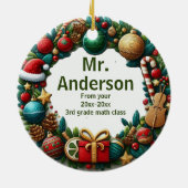 Feestelijke beste leraar ooit Kerstmis Keramisch Ornament (Achterkant)