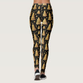 Feestelijke betegelde gouden kerstbomen leggings (Achterkant)