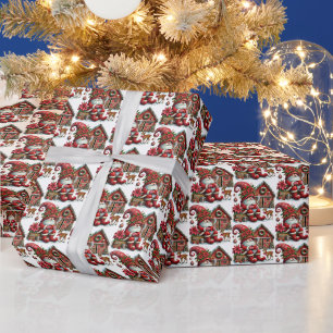 Feestelijke betegelde kerst-kakaognome cadeaupapier