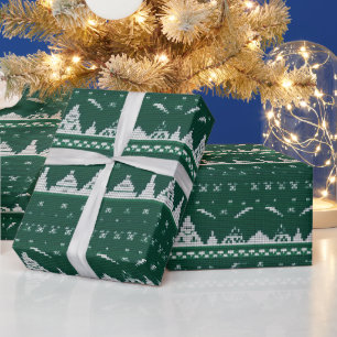 Feestelijke betegelde kerst lelijke trui party cadeaupapier