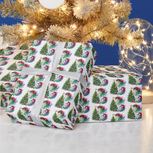 Feestelijke betegelde Kerst-unicorn Cadeaupapier