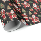 feestelijke betegelde kerst waterverf Santa Cadeaupapier (Rol Hoek)