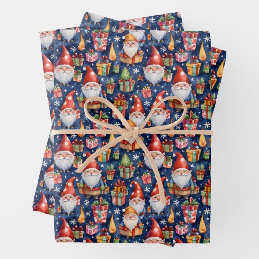 Feestelijke betegelde kerstkabouter inpakpapier vel (In situ)