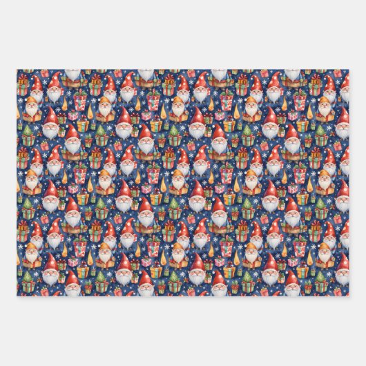Feestelijke betegelde kerstkabouter inpakpapier vel (Voorkant)