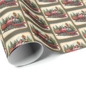 Feestelijke betegelde kersttrein cadeaupapier (Rol Hoek)