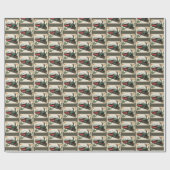 Feestelijke betegelde kersttrein cadeaupapier (Vlak)