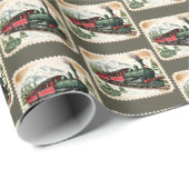 Feestelijke betegelde kersttrein cadeaupapier (Rol Hoek)