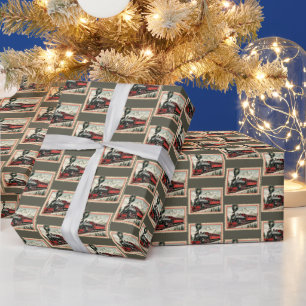 Feestelijke betegelde kersttrein cadeaupapier
