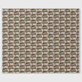 Feestelijke betegelde kersttrein cadeaupapier (Vlak)