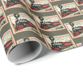 Feestelijke betegelde kersttrein cadeaupapier (Rol Hoek)