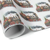Feestelijke betegelde kersttreinen Vakantie Cadeaupapier (Rol Hoek)