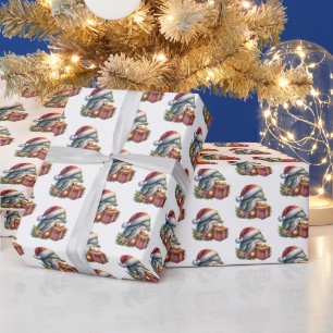 Feestelijke betegelde strand dolfijn Kerstmis Cadeaupapier