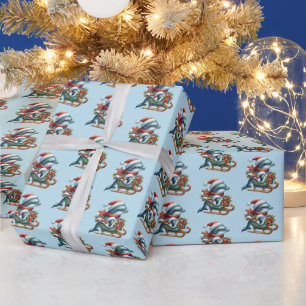 Feestelijke betegelde strand dolfijn Kerstmis Cadeaupapier