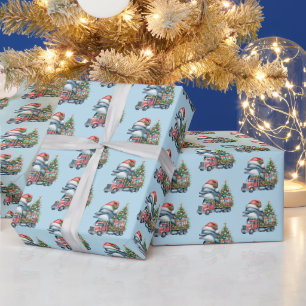 Feestelijke betegelde stranddolfijn Kerstmis Cadeaupapier