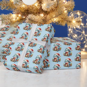 Feestelijke betegelde stranddolfijn Kerstmis Cadeaupapier