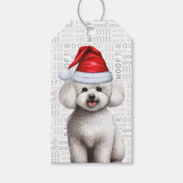 Feestelijke Bichon Frise Dog Kerstvakantie Cadeaulabel