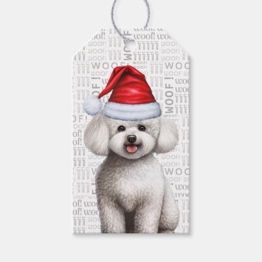 Feestelijke Bichon Frise Dog Kerstvakantie Cadeaulabel (Voorkant)