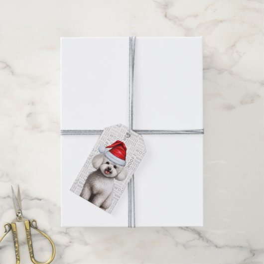 Feestelijke Bichon Frise Dog Kerstvakantie Cadeaulabel (Met Touw)