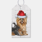 Feestelijke Biewer Terrier Hond Kerstvakantie Cadeaulabel (Voorkant)
