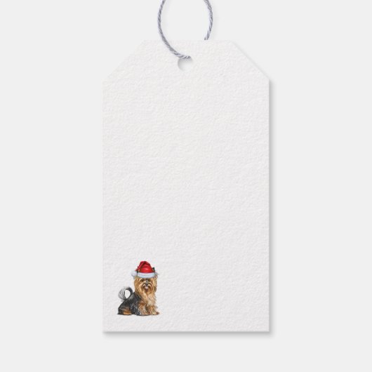 Feestelijke Biewer Terrier Hond Kerstvakantie Cadeaulabel (Achterkant)