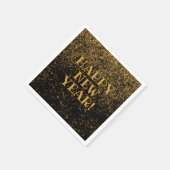 Feestelijke Black and Gold Glitter Confetti Happy Servet (Hoek)
