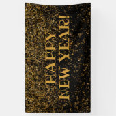 Feestelijke Black and Gold Glitter Gelukkig Nieuwj Spandoek (Verticaal)