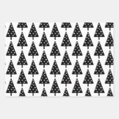 Feestelijke Black and White Holiday Trees Wrapping Inpakpapier Vel (Voorkant 3)