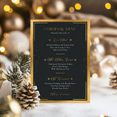 Feestelijke Black & Gold Kerstdiner Menu Kaart