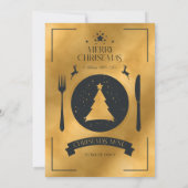 Feestelijke Black & Gold Kerstdiner Menu Kaart (Achterkant)