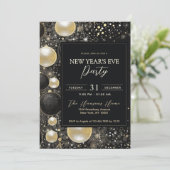 Feestelijke Black Gold Ornamenten Oudejaarsfeest Kaart (Staand voorkant)