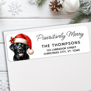 Feestelijke Black Labrador Santa Dog Retouradres Etiket