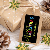 Feestelijke Black Merry Christmas Family Name Desi Etiket