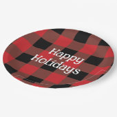 Feestelijke Black & Red Plaid Vakantiepapier Borde Papieren Bordje (Gekanteld)