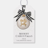 Feestelijke Black White Christmas Bauble Cadeaulabel (Voorkant)
