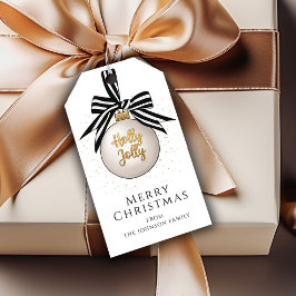 Feestelijke Black White Christmas Bauble Cadeaulabel