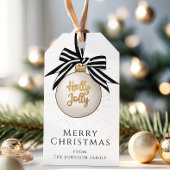 Feestelijke Black White Christmas Bauble Cadeaulabel