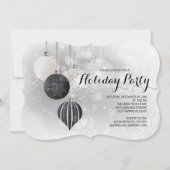 Feestelijke Black & White Holiday Party Kaart (Voorkant)