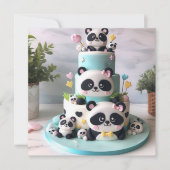 FEESTELIJKE BLACK & WHITE PANDA THEMA KIDS VERJAAR KAART (Voorkant)