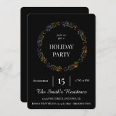 Feestelijke Black Wreath Holiday Party Schattige E Kaart (Voorkant / Achterkant)