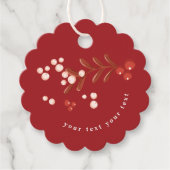 Feestelijke bladbloemige kerst traditioneel rood bedankjes labels (Voorkant)