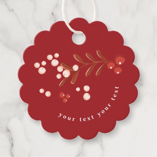 Feestelijke bladbloemige kerst traditioneel rood bedankjes labels (Voorkant)