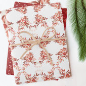 Feestelijke bladbloemige kerst traditioneel rood inpakpapier vel