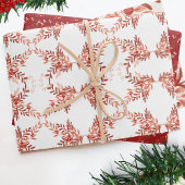 Feestelijke bladbloemige kerst traditioneel rood inpakpapier vel