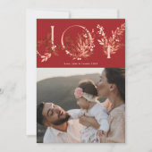 Feestelijke bladbloemige kerst traditionele rode v feestdagenkaart (Voorkant)