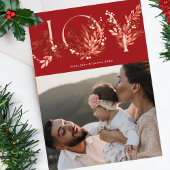 Feestelijke bladbloemige kerst traditionele rode v feestdagenkaart