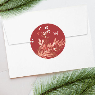 Feestelijke Bladerrijke Bloemige Kerstmis Traditio Ronde Sticker