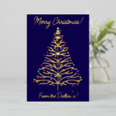 Feestelijke Blauw & Goud Moderne Kerstboom Persoon Folie Feestdagenkaart (Staand Voorkant)