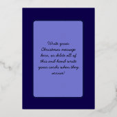 Feestelijke Blauw & Goud Moderne Kerstboom Persoon Folie Feestdagenkaart (Achterkant)