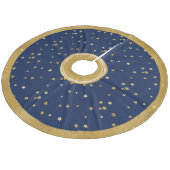 Feestelijke Blauw & Goud Sterren Kerstboom Rok Fleece Kerstboom Rok (Gekanteld)